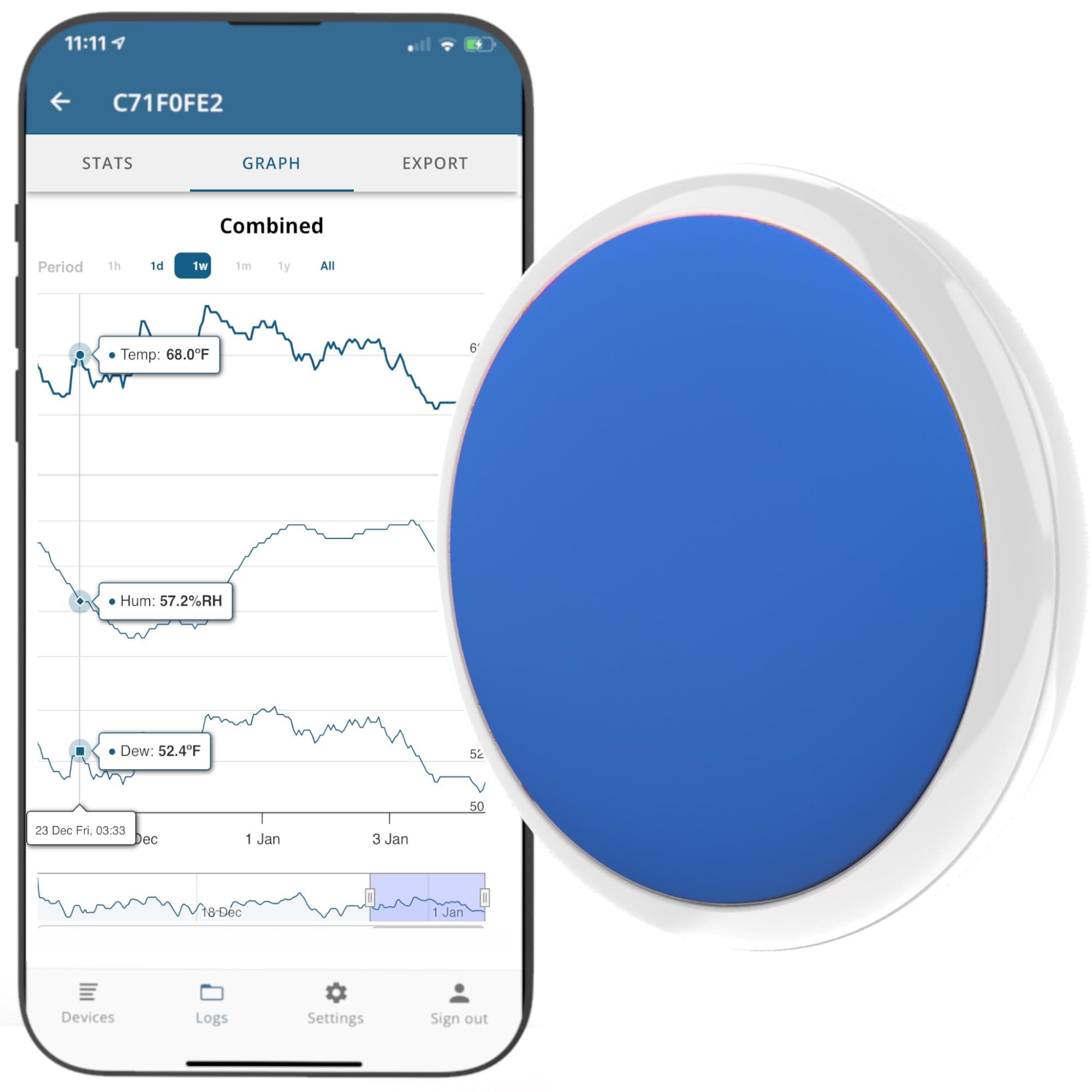 BlueMaestro Tempo Bluetooth temperature and humidity sensor